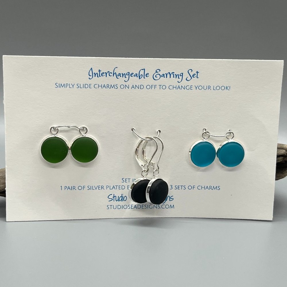 Sea Glass Interchangeable Earring Set-New!